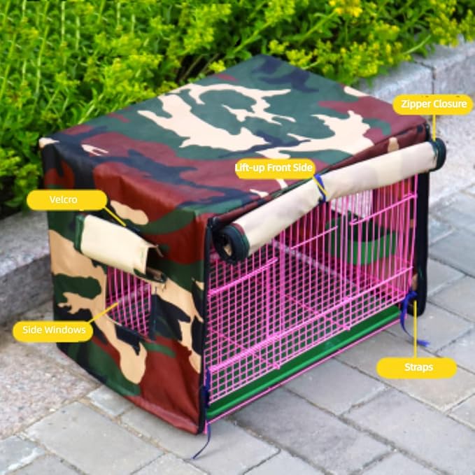 MANON ROSA Bird Cage Cover - Lightproof Birdcage Covers Nighttime- Ideal for Parrots Cockatiels Parakeets Cockatoos Lovebirds Finches Budgerigars Conure (XXL(23.6" Lx15.7 Wx15.7 H),Camouflage)