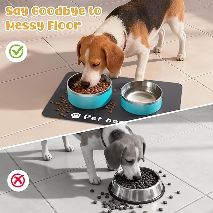 Dog Food Mat, Diatom Ooze Cat Water Mats Non Slip for Floors Waterproof and Water Absorption, Easy to Clean-Paw (15.5" H*23.5" L)