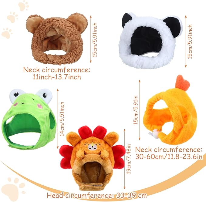 Weewooday 5 Pieces Cat Costume Bunny Hat Outfit with Ears Funny Cat Hat and Small Dogs Kitten Puppy Party Easter Costume Accessory Headwear(Lovely Style)