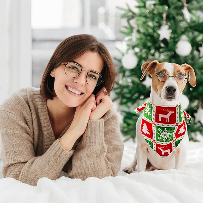 30 Pcs Christmas Happy New Year Dog Bandanas Bulk for Dogs Stitch Dog Bandanas Party Grooming M