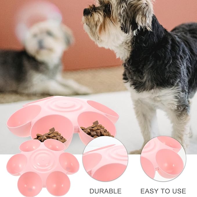 Multipurpose Flowers Pet Feeding Bowl 14.17 Inch Plastic Cat Feeder Dog Treats Dispenser Indoor Smooth Surface Easy to Clean