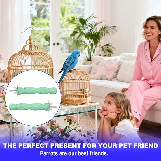 2pcs Bird Beak Grinding Stone, Resin Anti-Slip Beak Grinder Stone Perches Bird Parrot Cage Perch Stand for Parrot Budgie Cockatiel Cage Accessories