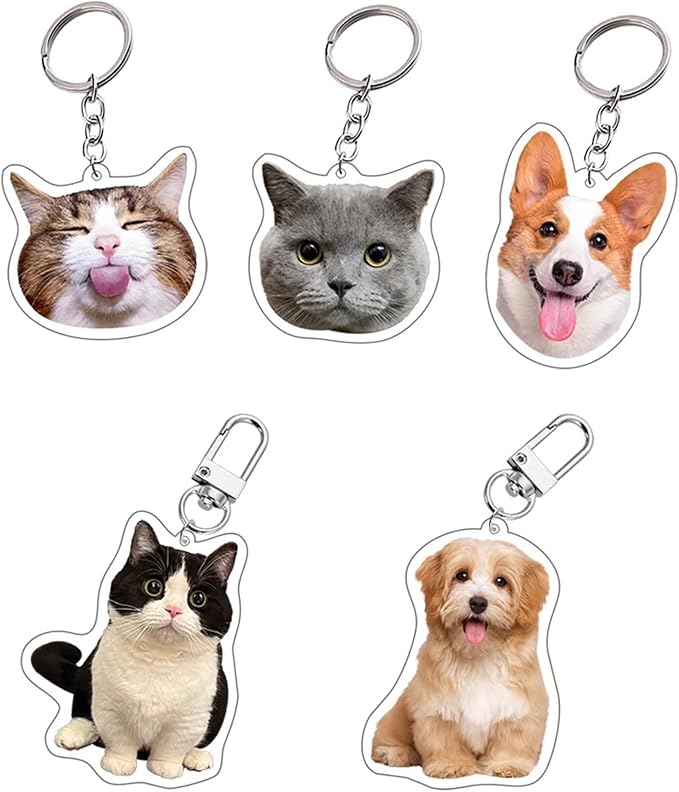 Custom Acrylic pet Keychain - Personalized Gift with Photo Engraved - Durable Dog Cat Lover Accessories