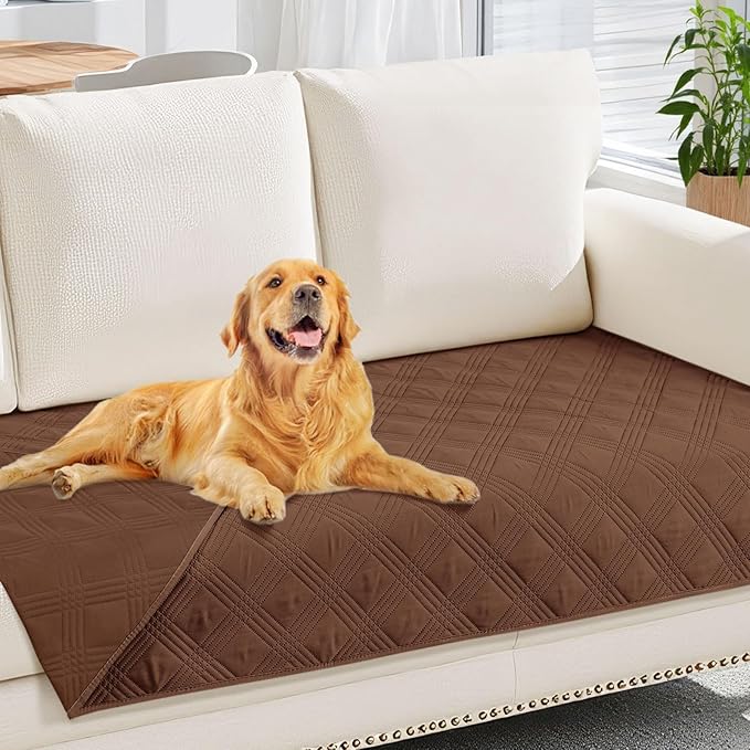 hyha Waterproof Dog Blanket, Reversible Pet Bed Blanket, Soft Sofa Couch Cover for Dogs Washable, Waterproof Pet Couch Covers for Sofa Puppy Cats Furniture Protector(30"x70", Brown/Brown)
