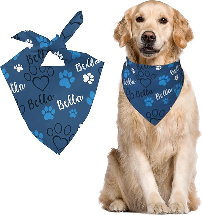Custom Pet Scarf Personalized Dog Bandana with Name Personalized Add Your Text Bibs Triangle Head Scarfs Gift for Small Medium Large Dogs Cats Baby Puppy Pets Accessories