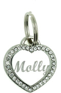 Custom Engraved Personalized Stainless Steel Small Heart Rhinestones Dog Cat Pet ID Jewelry Bling Tag