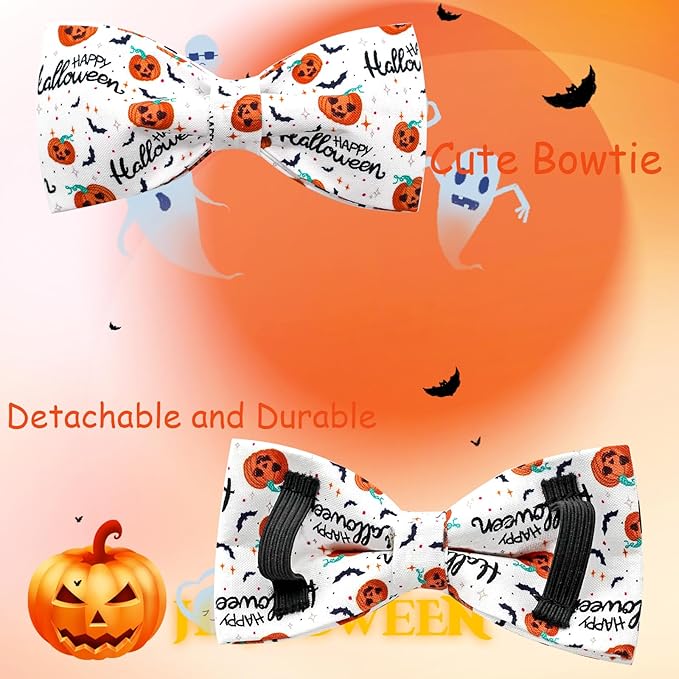 Halloween Dog Collar, Pet Collar Bow Pumpkin Pet Collar Girl Boy Bow Dog Collars Cute Soft Puppy Collar for X-Large Dogs