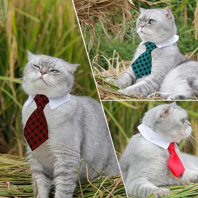 4 Pieces Pets Dog Cat Bowtie Pet Costume Adjustable Formal Necktie Collar for Cats Small Dogs Puppy Grooming Accessories (red/Green)