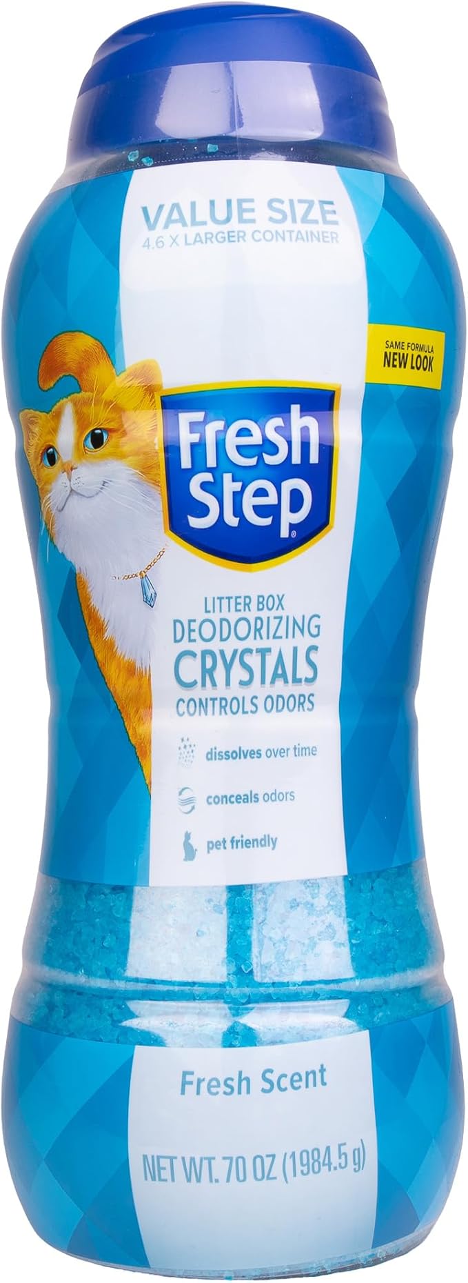 Fresh Step Cat Litter Crystals Deodorizer,Non Toxic Odor Neutralizing Crystals for Litter Boxes that Help Control Smells and Keep Home Areas Fresh,Fresh-Scent,70 Ounce,(Pack of 6)