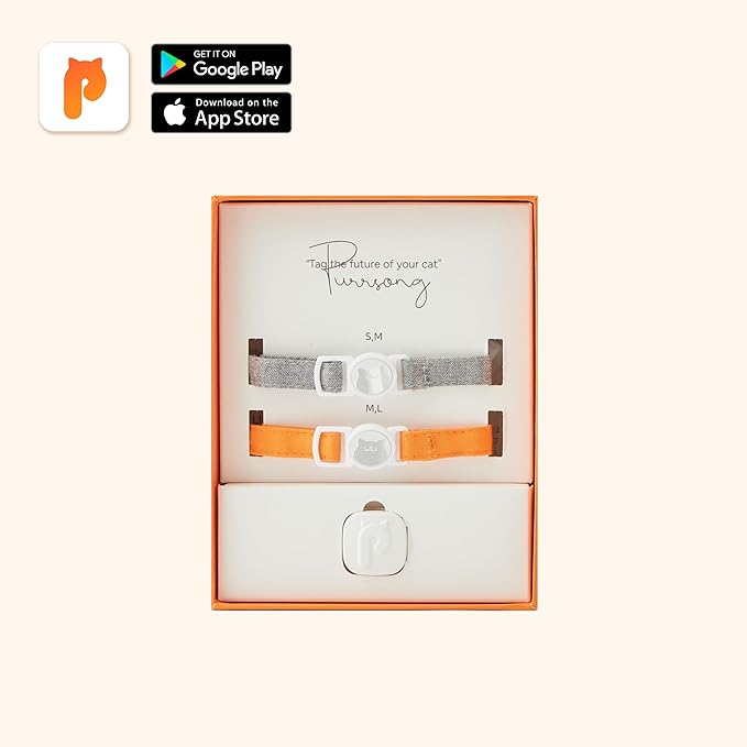 LavvieTAG with 2 Straps Smartwatch for Cat Intelligent ID Tag Light (0.01lbs) Monitor Kitten Collar Activity Analysis Heath Care Calrorie Measurement App Integration Felines Fitness Tracker
