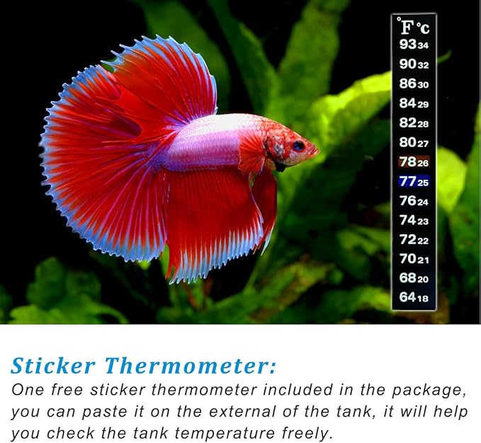 PULACO 300Watt Aquarium Heater for 50-70 Gallon Fish Tank, Adjustable Submersible Heater Thermostat with Thermometer Strip and Suction Cup