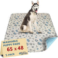 Washable Pee Pads for Dogs, 1 Pack Reusable Puppy Pad, Absorbent Whelping With Bone Print, Non-Slip Waterproof Pet Training for Couch, Crate, Potty Training - 65x48in