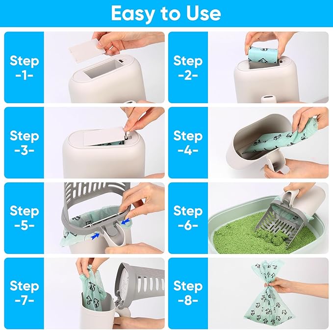 MYPIN Cat Litter Scooper with Holder, Upgraded Cat Litter Shovel with Bags, Cat Scooper with Extra 135 Count Litter Waste Bags, Large Capacity Portable Litter Shovel (Without Baffle)