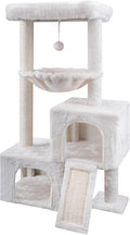 37.4" Cat Tree Tower with Twin Cat Condos for Indoor Cats, All-in-One Activity Center with Cat Scratching Post Cozy Sleeping Perch Hammock and Toy Balls,Beige
