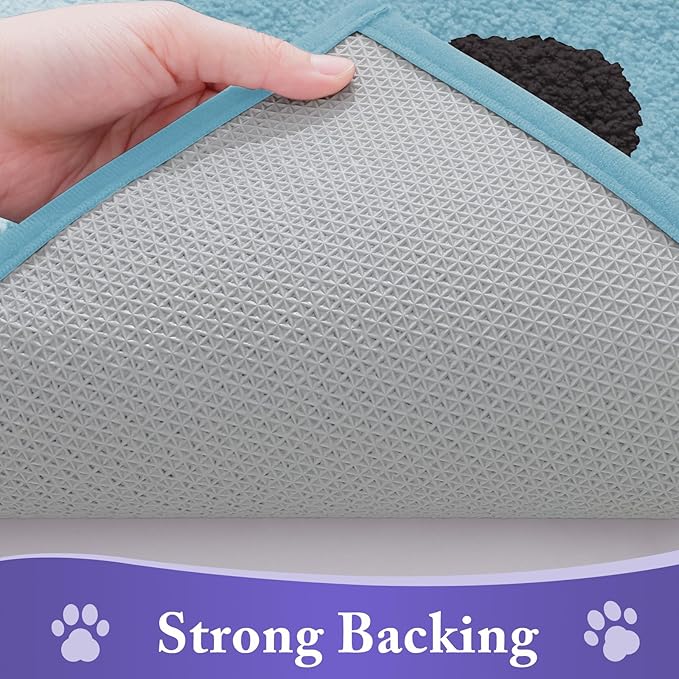 Buganda Dog Door Mat for Muddy Paws, Absorbent Dirt Trapper Non Slip Indoor Doormats, Washable Low-Profile Mat for Mud Dogs, Entryway Carpet for Inside Floor (30x20 Inches, Blue)