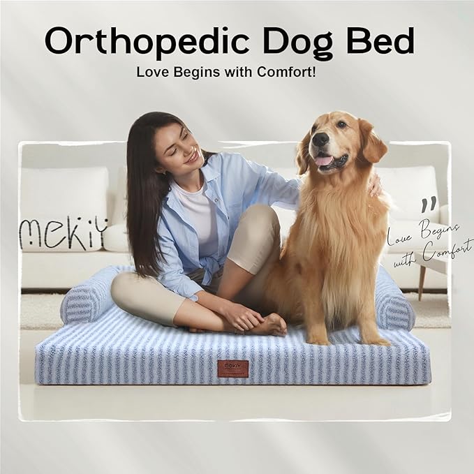 Large Dog Bed Orthopedic Washable Dog Beds Bolster - Medium Large Big Dogs - Memory Foam Dogs Couch Sofa - Waterproof with Removable Cover