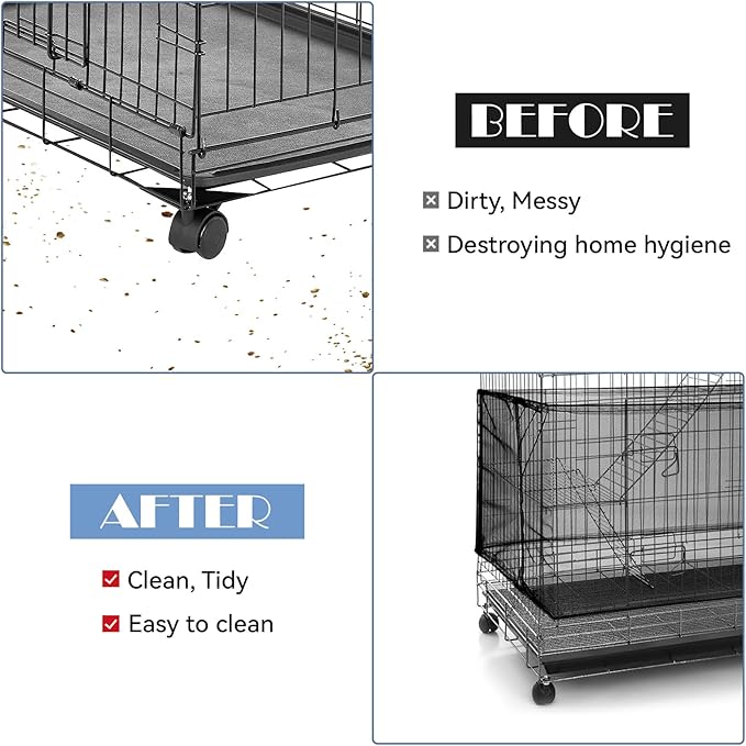 Bird Cage Cover 2 Pcs Universal Bird Cage Seed Catcher Parrot Nylon Mesh Net Cover Stretchy Mesh Skirt Covers for Round Square Cages