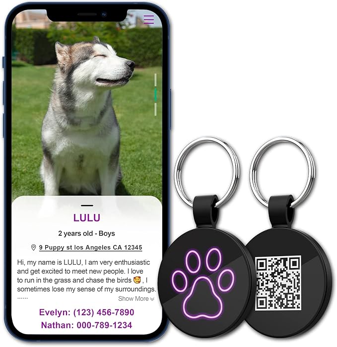 MYLUCKYTAG QR Code Pet ID | Personalized Dog & Cat Collar Tag | Online Profile with Instant Scanned Location Alert Email