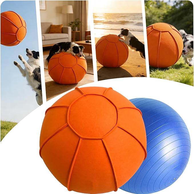 Herding Ball for Dogs, Dual Layered Herding Dog Ball Set for Australian Shepherd, Cattle, Collie, for Dog, Agility Equipment- Free Training Book (Orange, 24 inch)