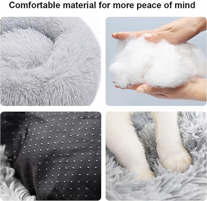 Nisrada Dog Bed for Small Medium Large Dogs, 24 inch Calming Dogs Bed, Washable-Round Cozy Soft Pet Bed for Puppy and Kitten with Slip-Resistant Bottom