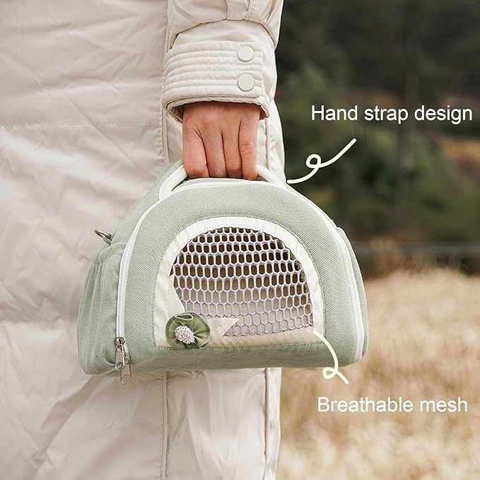 ABLAZEZAI Guinea Pig Carrier, Small Animal Travel Bag, Breathable Outdoor Portable Pouch for Snake Chinchilla Hamster Bird Bunny Hedgehog Sugar Glider Gerbil (Green)