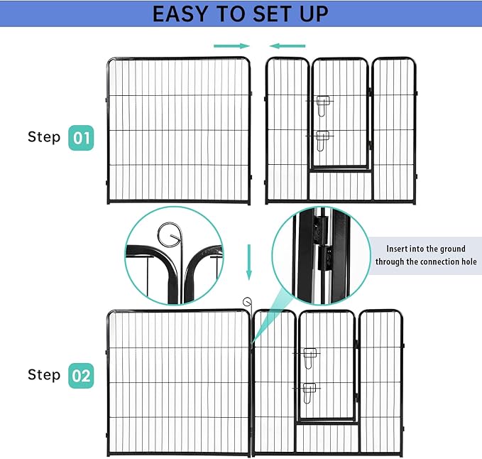 BestPet | Dog Playpen | 32 Inch, 24 Panels | Heavy Duty Metal Pet Exercise Pen | Indoor Outdoor Fence Panels | Rust-Resistant, Removable, Tool-Free Setup | Anti-Skid, Expandable Design