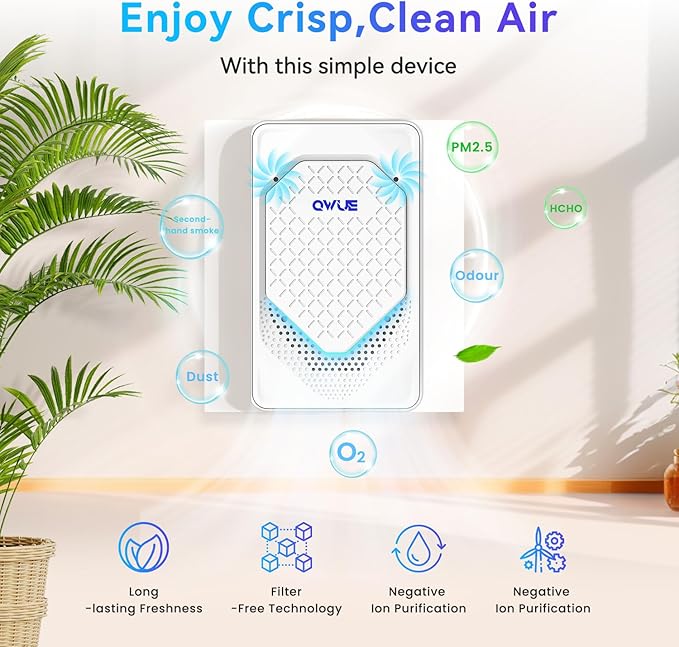 Plug in Air Ionizer 6-Pack, Negative Ion Air Purifier Plug In, Mini Filterless Air Freshener Quiet Air Cleaner Portable Air Purifiers Odors Smoke for Home Office, Bedroom, Bathroom