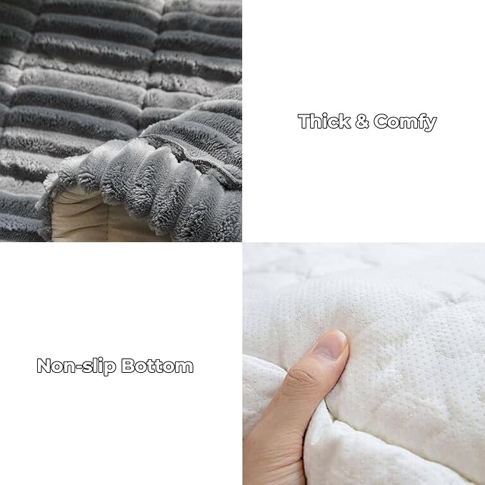 FUNNY FUZZY Pet Couch Covers for Sofa, Flannel Dog Couch Cover for Dogs Washable, Sofa Cover Furniture Protector Pet-Friendly Sofa Cover for Dogs & Kids (Dark Gray, 27.6"×70.9")