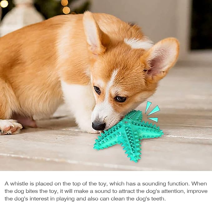 Carllg Dog Toys for Aggressive Chewers, Dog Teething Cleaning Toothbrush Toy, Durable Squeaky Interactive Starfish Puppy Toys for Small Medium Large Breed