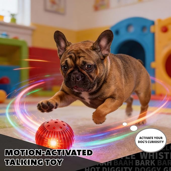 Pet Qwerks Blinky Babble Ball - Flashing Interactive Chew Dog Toy - Medium