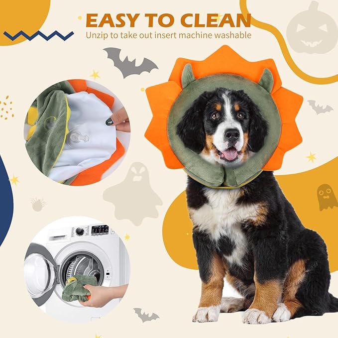 IEUUMLER Inflatable Recovery Dog Collar, Protective Donut Cone, Adjustable Soft Collar for Dog and Cat After Surgery Prevent from Biting & Scratching EU002 - Green Demon XL