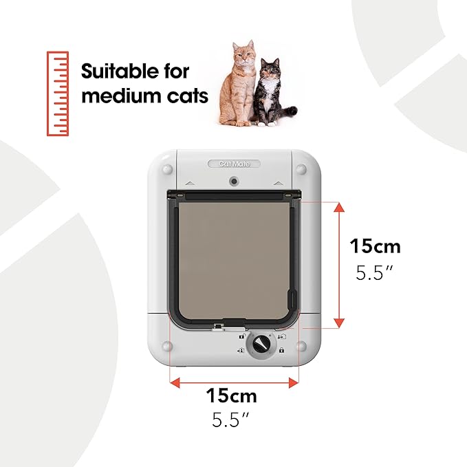 Cat Mate Microchip Activated Cat Flap (360) - ISO and AVID Compatible, Door for Entry Control of up to 30 Cats or Small Dogs, for Single/Multiple Glazing, UPVC, Walls and Wood, White
