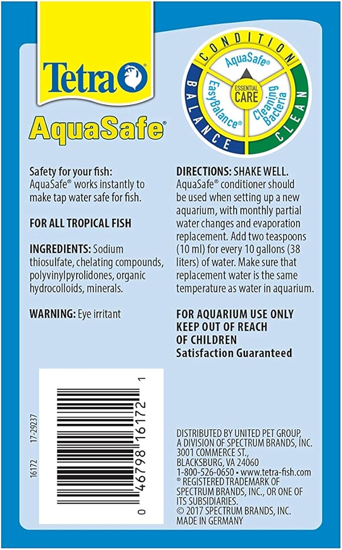 Tetra 16172 AquaSafe Fish Tank Water Conditioner, 8.45 fl oz