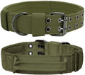 Tactical Dog Collar with Handle, Military Adjustable Heavy Duty Metal Buckle Dog Collars Soft Nylon Training Collar for Medium Large Dogs (Green, Large)