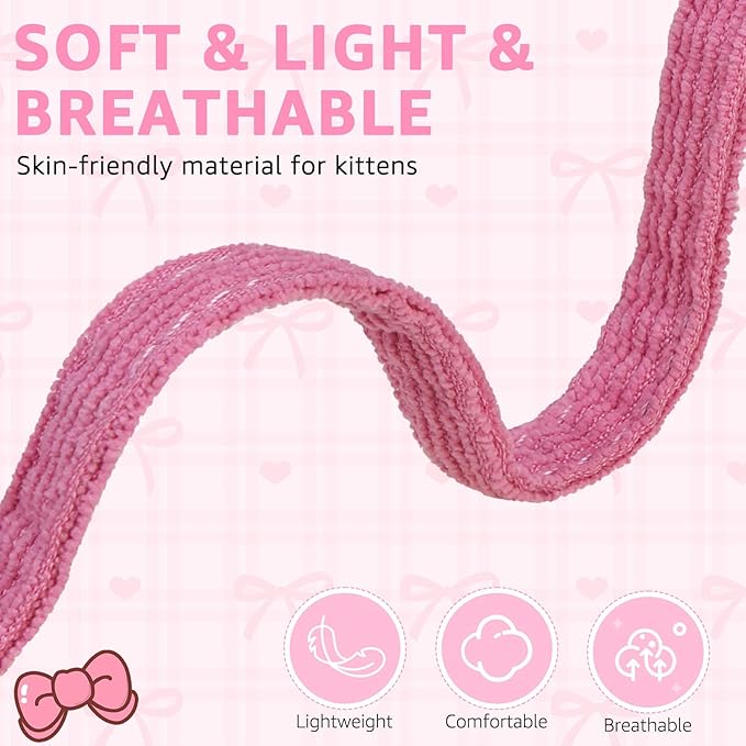 SCENEREAL Cat Collar with Bell & Stylish Bowtie, Pink Breakaway Cat Collars Accessories for Boy Girl Small Cats, Holiday Kitten Costumes for Female Male Pets