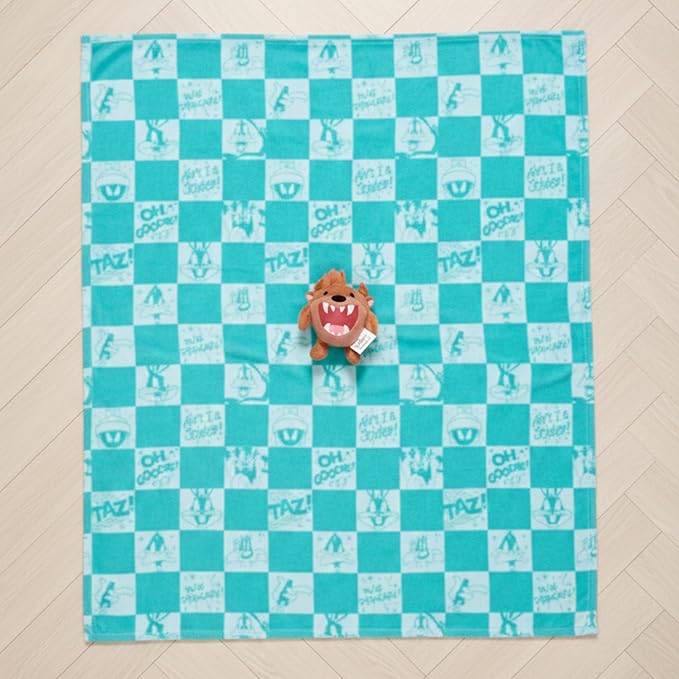 Looney Tunes Taz Tasmanian Devil Pet Throw & Pet Toy Pillow Set - 40in x 50in Super Soft Cozy Throw Blanket for Dogs & Cats - Couch/Bed/Car, (Officially Licensed Product) by Franco Pet