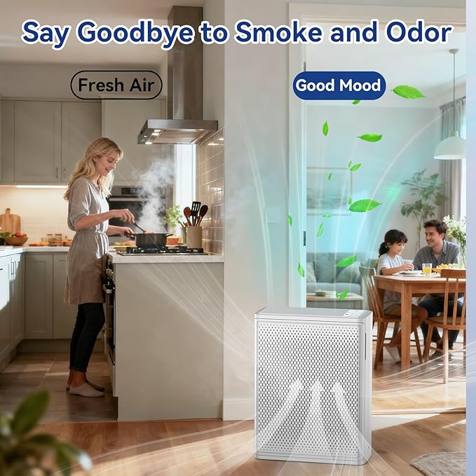 Air Purifiers for Home Large Room Up to 2000 Ft²,H13 HEPA Air Purifiers for Pet Hair Smoke Odor,24dB Ultra-Quiet Operation Suitable for Bedrooms,Living Rooms,Offices