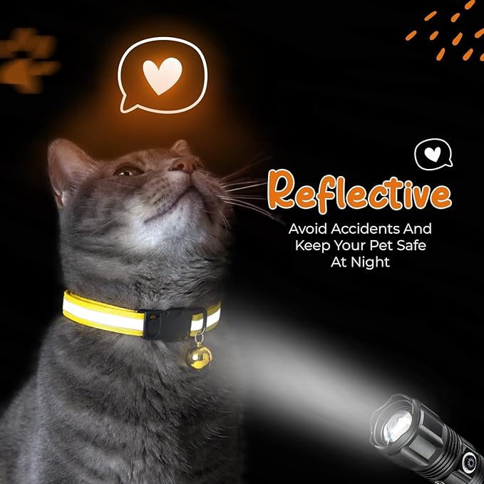 12-Pack Reflective Cat Collar Breakaway with Safety Elastic Band – Cat Collar with Bell - Adjustable Length & Lightweight for Girl Boy Cats and Kittens