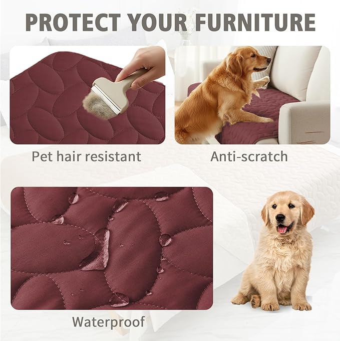 Ameritex Pet Bed Cover Dog Bed Blanket for Sofa and Furniture Waterproof New Pattern Design (52x82 Inch, Burgundy)