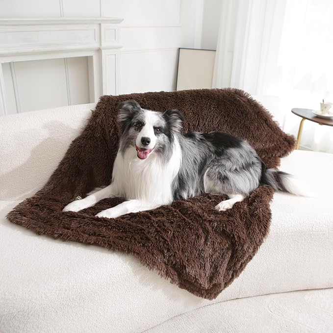 gogobunny Waterproof Dog Blanket for Couch & Furniture Protection - Super Soft Reversible Throw for Large Dogs & Cats, Calming Washable Fur & Sherpa Pet Blanket (60x80 Inch, Chocolate)