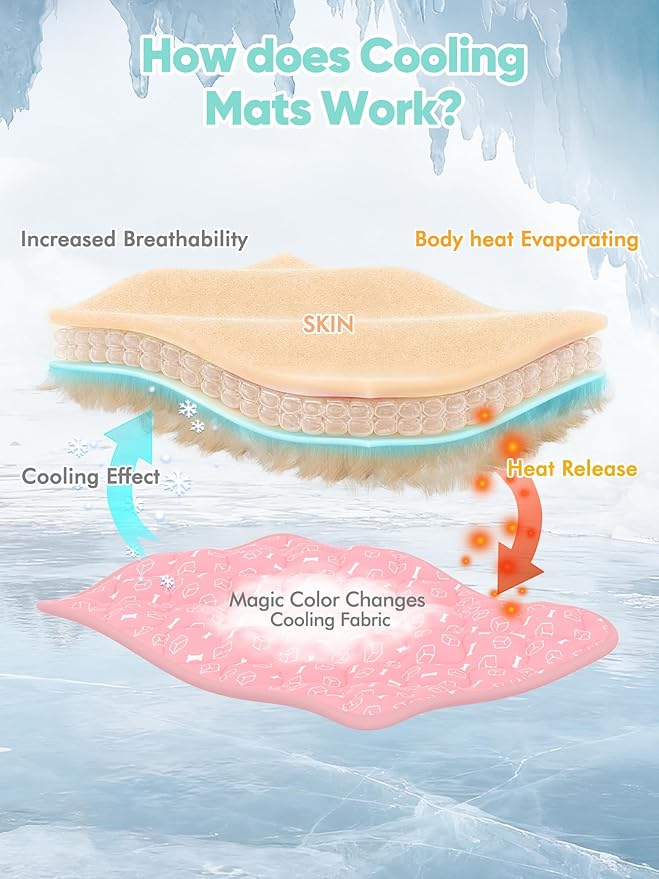 Rywell Dog Cooling Mat 2.0,Soft Blush Pink, 44" x 32" Thick & Durable Cooling Mat for Extra Large Dogs, Long-Lasting Cool with Waterproof & Color-Changing Arc-Chill Tech (Q-Max>0.5) Washable&Non-Toxic