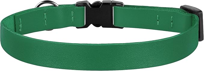 Breakaway Cat Collar with Bell - Leather Adjustable Kitten Collars with Safety Quick Release Buckle - Soft Small Pet Collars for Girl & Boy Cats (Green)