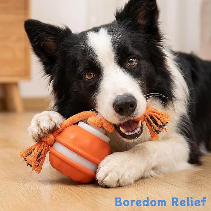 Interactive Dog Toys ，2026 upgraded motion-sensing pet toy ball, interactive dog toy ball with 360° intelligent automatic rolling. Built-in bird chirping attract dogs and keep them playing (orange)