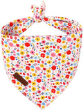 Floral Dog Bandana, UP URARA PUP Flowers Triangle Bid Scarf for Medium Large Dogs, Cotton Kerchief for Girl Boy Puppies, Cute Spring Blossom Bandana,S