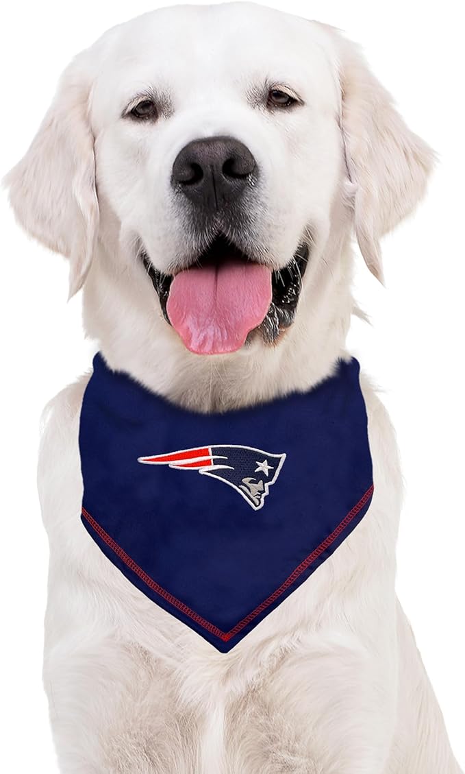 Pets First NFL New England Patriots TIE Bandana, Large/X-Large. Dog Bandana Scarf Bib for Pet Cat Dog. The Ultimate Game-Day, Party Bandana (NEP-3550-L-XL)