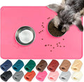 VIVAGLORY Dog Food Mat Flexmat Dog Bowl Mat, Placemat Food Tray with Raised Edges & Lip for Indoor Floor, Non Slip Waterproof Silicone Dish Placemat for Cat & Pet, L, Pink