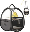 Bird Carrier for Travel with Clear Windows, Breathable Safe Fabric, Lightweight Small Bird Cage with Tray, Stand and Feeder, Portable Pet Bag for Parrot, Vet Visit, Outdoor, Small Animals