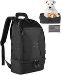 DBTAC Tactical Pet Backpack for Small Dogs & Cats - Compact Travel Bag with Insulated Pocket & 1x Detachable Food Container Included | Outdoor Hiking, Road Trip, Airplane Approved (Black)