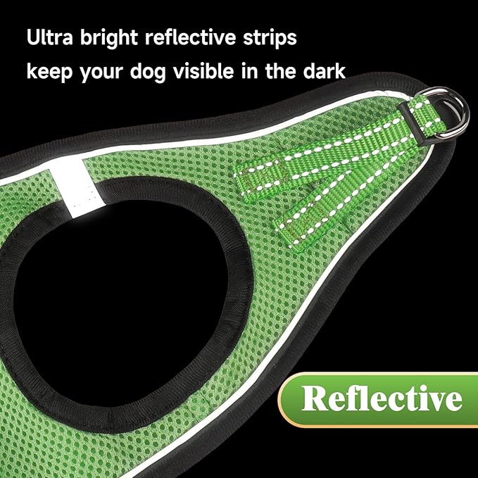 YIMEIS Dog Harness and Leash Set, No Pull Soft Mesh Pet Harness, Reflective Adjustable Puppy Vest for Small Medium Large Dogs, Cats (Grass Green, Small (Pack of 1)