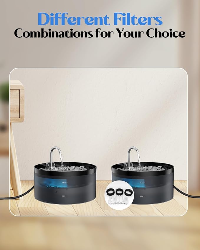 Cat Water Fountain for Cats Indoor: GIOTOHUN 108oz/3.2L Black Cat Drinking Founttain - Pet Fountains Contains 6 Filters + 3 Sponges